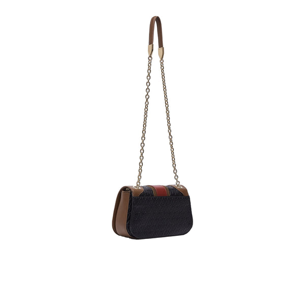 Borsa a tracolla Donna con catena dorata, colore nero, retro