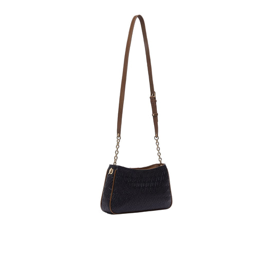 Borsa a tracolla Donna effetto micro bottalato nero, retro