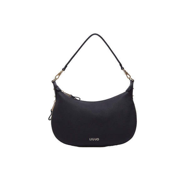 Borsa Hobo Donna media con dettagli zip Nero