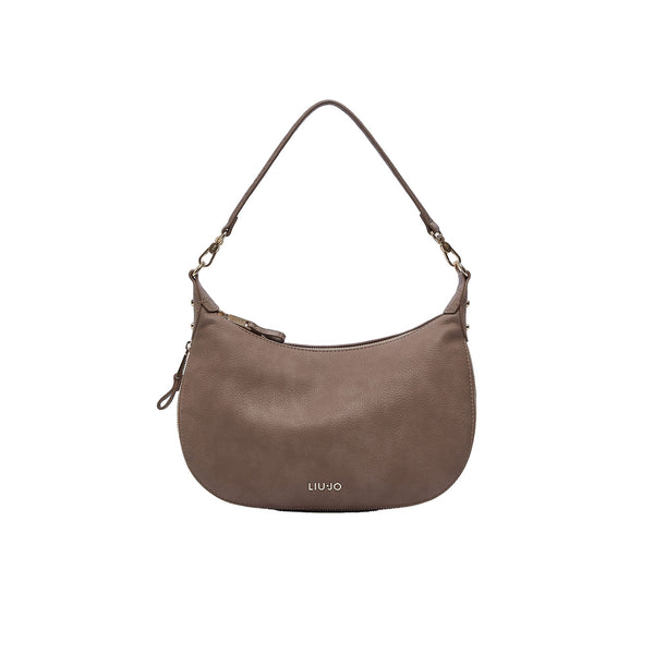 Borsa Hobo Donna media con dettagli zip Beige