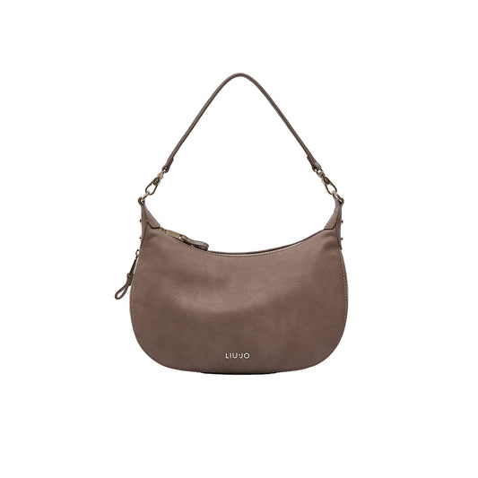 Borsa Hobo Donna media con dettagli zip Beige