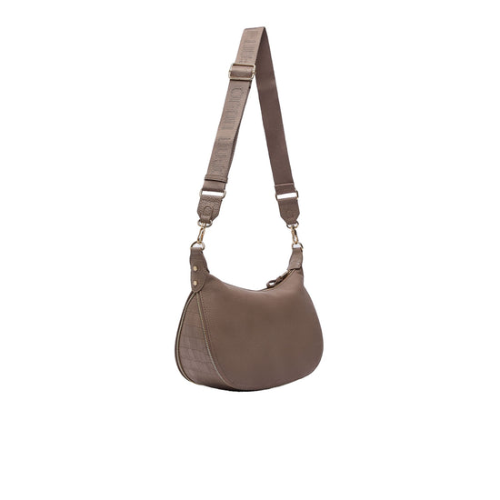 Borsa Hobo Donna media con dettagli zip Beige retro