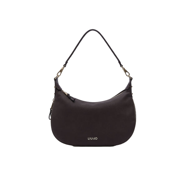 Borsa Hobo Donna media con dettagli zip marrone scuro