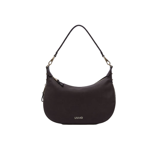 Borsa Hobo Donna media con dettagli zip marrone scuro