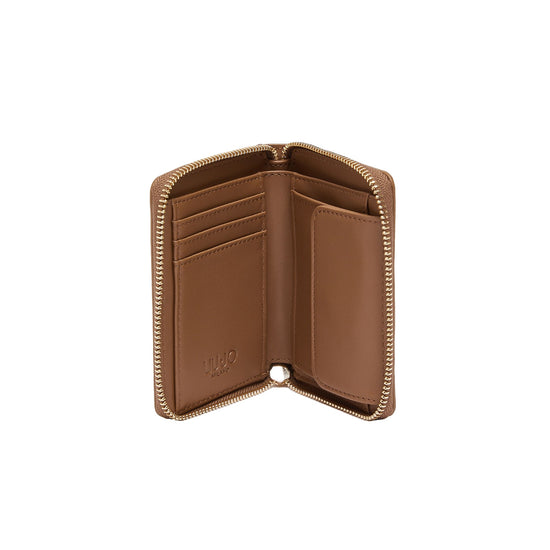 Portafoglio piccolo Donna con zip Marrone chiaro interno