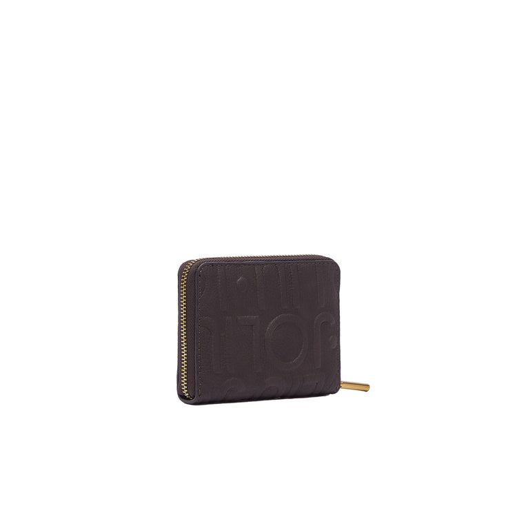 Portafoglio piccolo Donna con logo embossed Marrone scuro retro