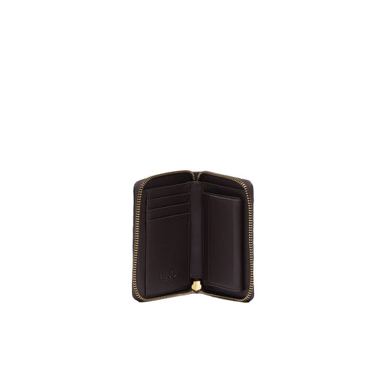 Portafoglio piccolo Donna con logo embossed Marrone scuro interno
