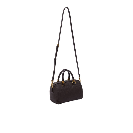 Borsa a mano Donna con logo a rilievo marrone, retro, con tracolla