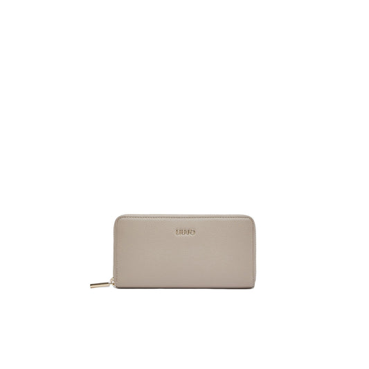 Portafoglio grande Donna con zip Beige