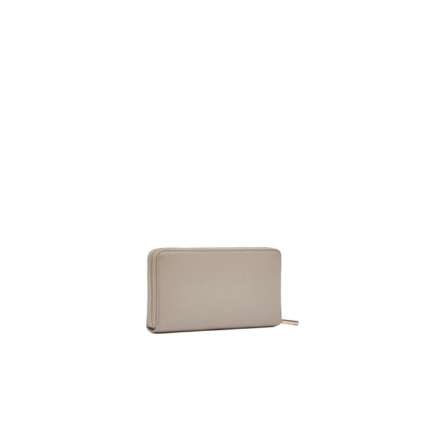 Portafoglio grande Donna con zip Beige retro