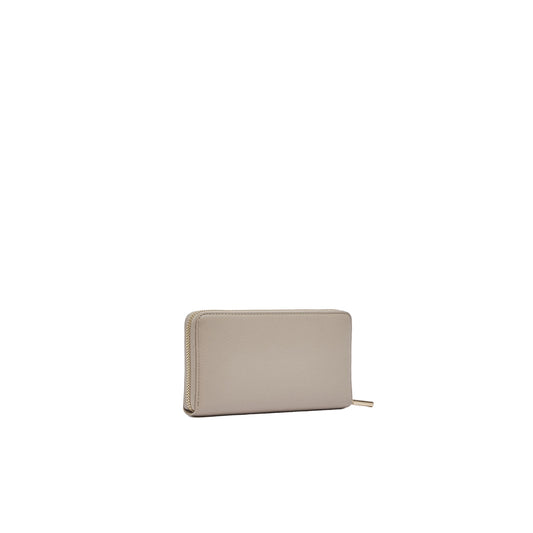 Portafoglio grande Donna con zip Beige retro