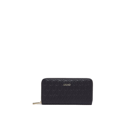 Portafoglio grande Donna monogram debossed Nero