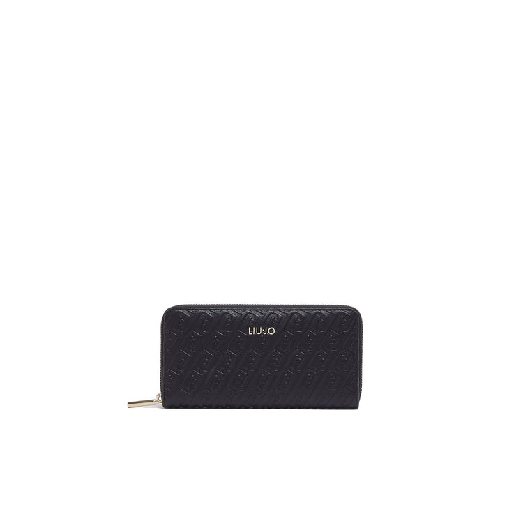 Portafoglio grande Donna monogram debossed Nero