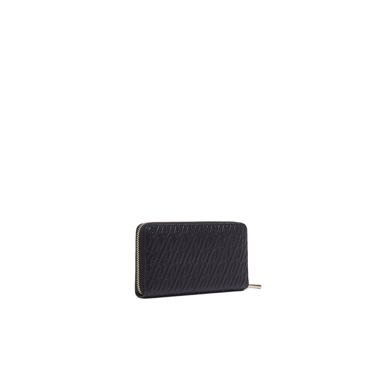 Portafoglio grande Donna monogram debossed Nero retro
