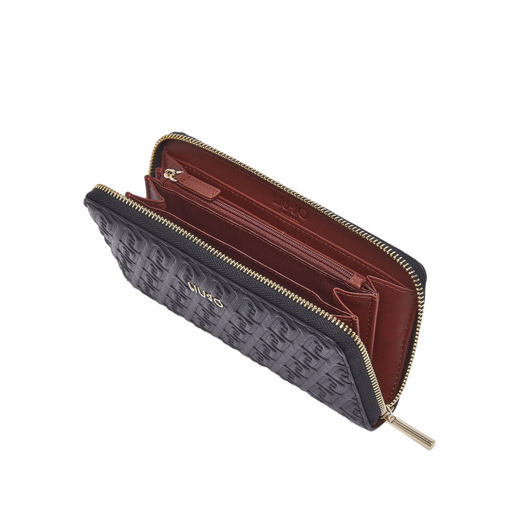 Portafoglio grande Donna monogram debossed Nero interno