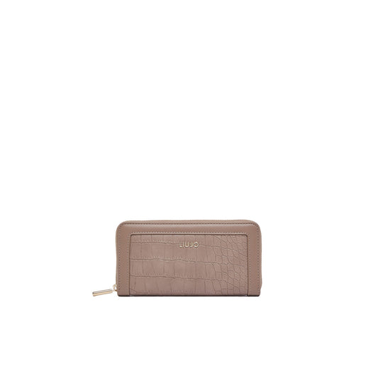 Portafoglio grande Donna effetto cocco beige