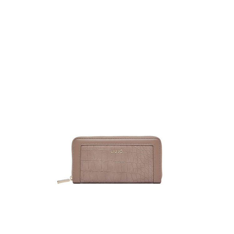 Portafoglio grande Donna effetto cocco beige