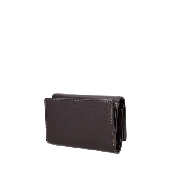 Portafoglio Donna dal design pieghevole marrone scuro retro