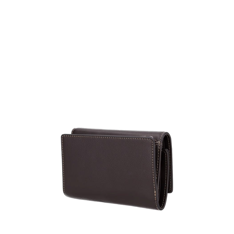 Portafoglio Donna dal design pieghevole marrone scuro retro