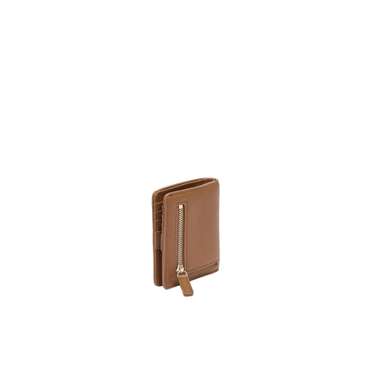 Portacarte Donna con bottone Marrone chiaro retro