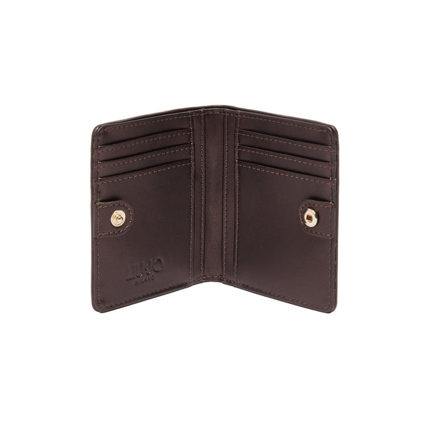 Portacarte Donna con bottone Marrone scuro interno