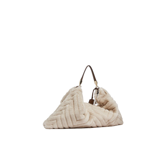 Borsa grande Donna in pelliccia sintetica panna
