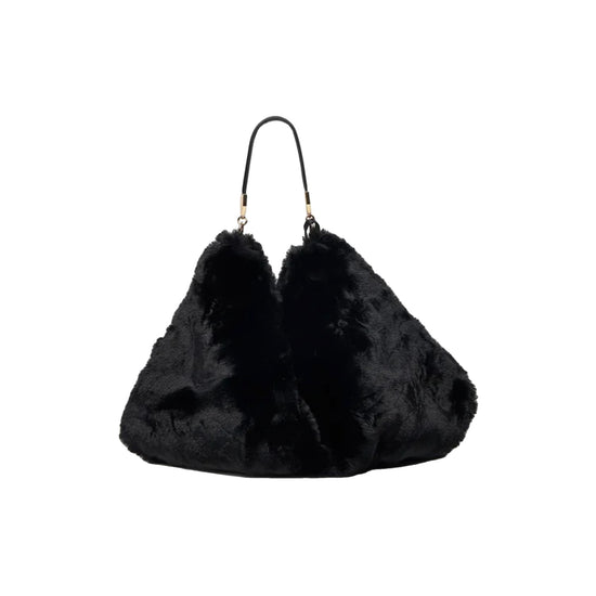 Borsa monospalla Donna in pelliccia nero retro