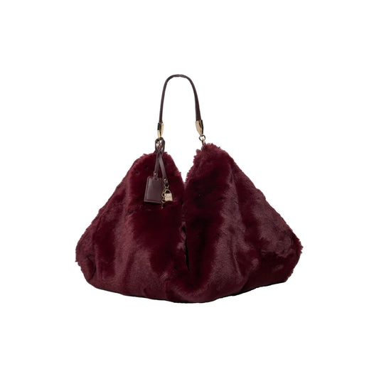 Borsa monospalla Donna in pelliccia bordeaux