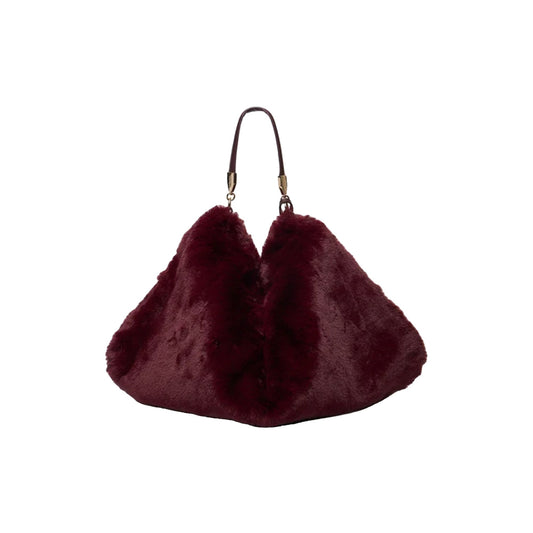 Borsa monospalla Donna in pelliccia bordeaux retro