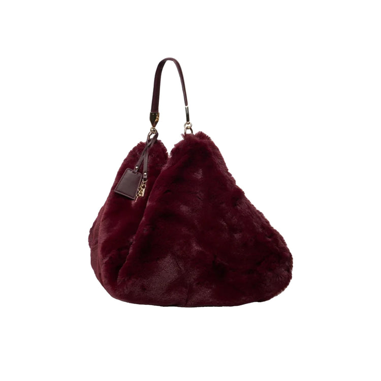 Borsa monospalla Donna in pelliccia bordeaux