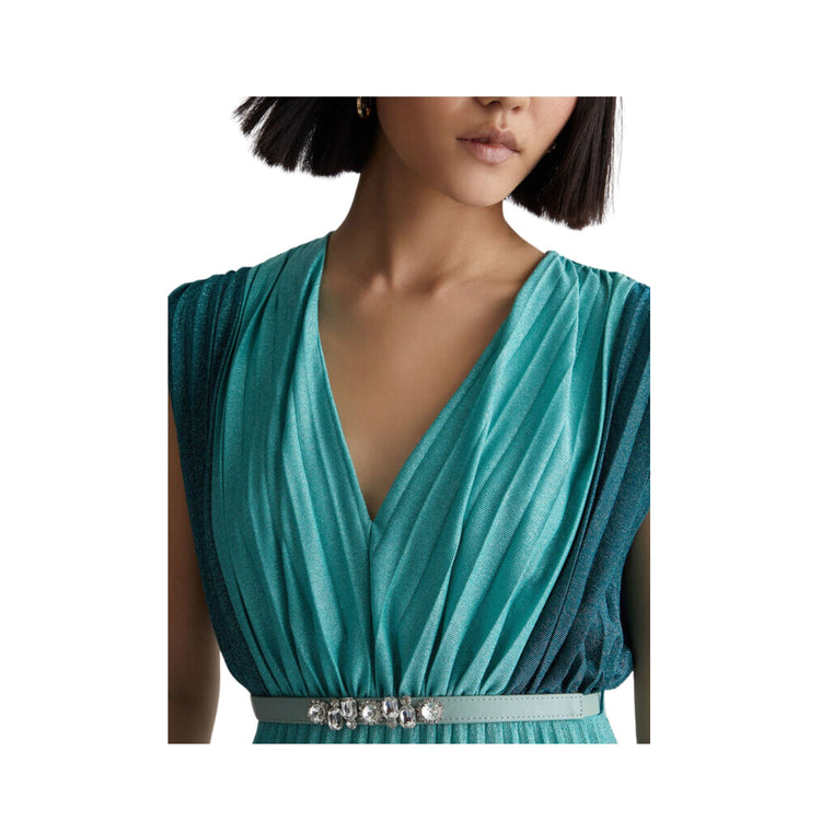 Robe plissée lurex femme