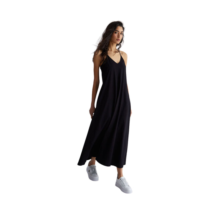 Long women's dress with star and logo on the back