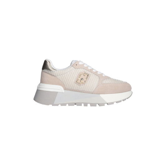 Sneakers platform donna in suede e mesh beige