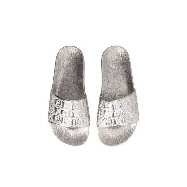 Ciabatte platform da donna con effetto laminato