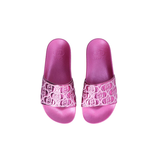 Ciabatte platform da donna con effetto laminato fucsia