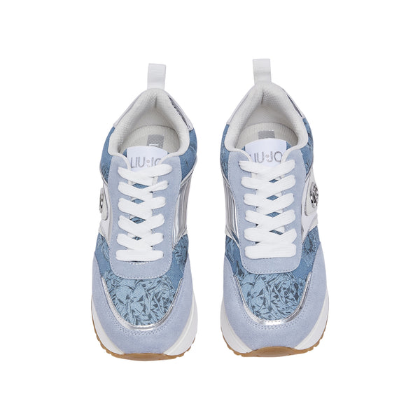 Sneakers platform Donna in denim stampato