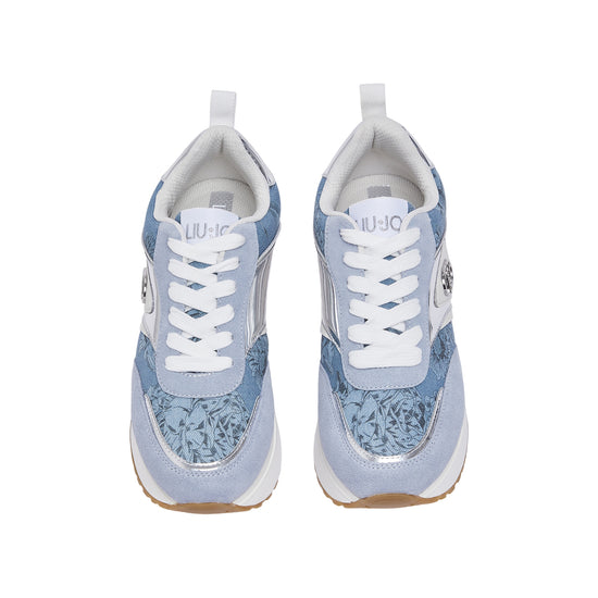 Sneakers platform Donna in denim stampato