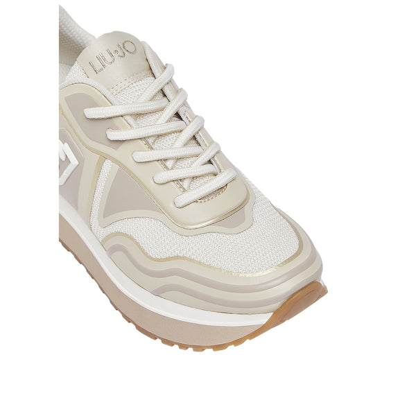 Sneakers Donna in mesh stampato beige dettaglio punta
