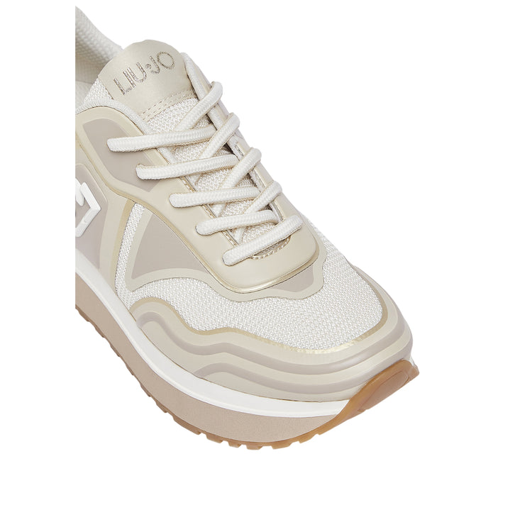 Sneakers Donna in mesh stampato beige dettaglio punta