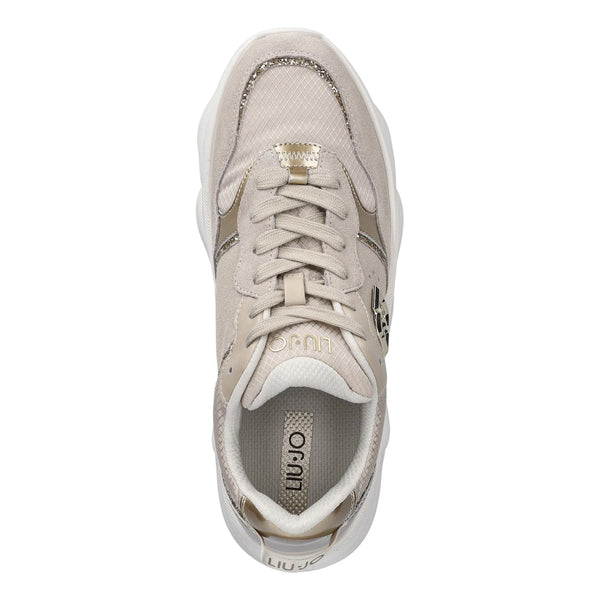 Sneakers Donna Beige con dettagli strass