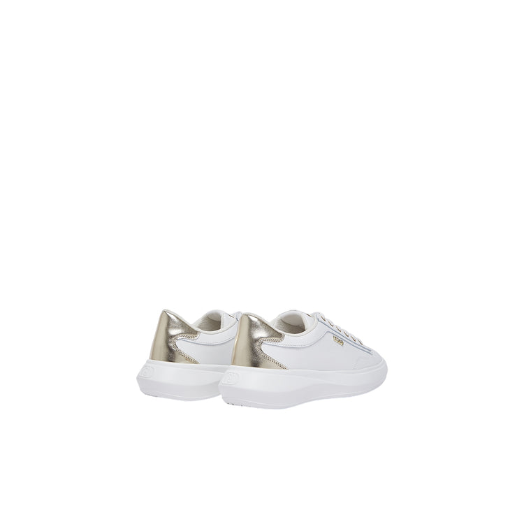 Sneakers Donna in pelle con dettaglio oro retro