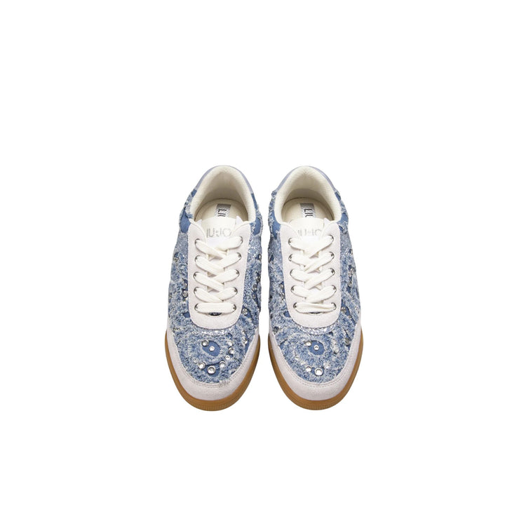 Sneakers Donna in denim con pietre gioiello
