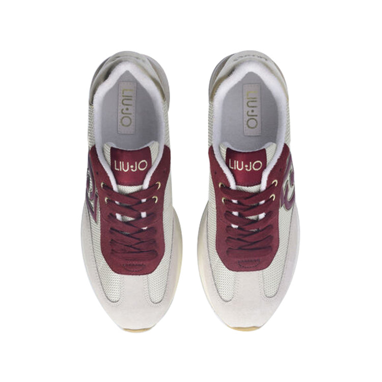 Sneakers Donna monogram e brighty mesh bianco e rosso