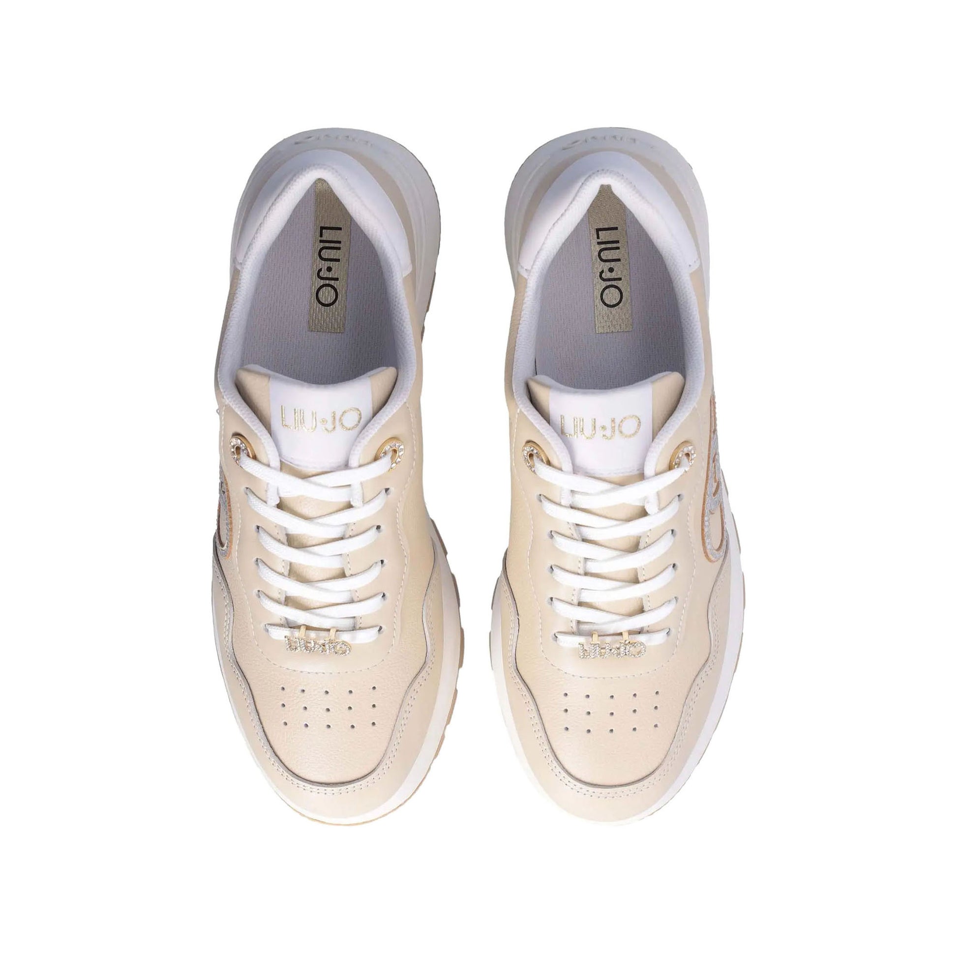 Sneakers Donna beige con logo strass