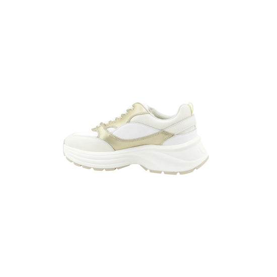 Sneakers chunky Donna in pelle bianco e oro