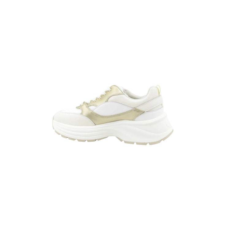 Sneakers chunky Donna in pelle bianco e oro