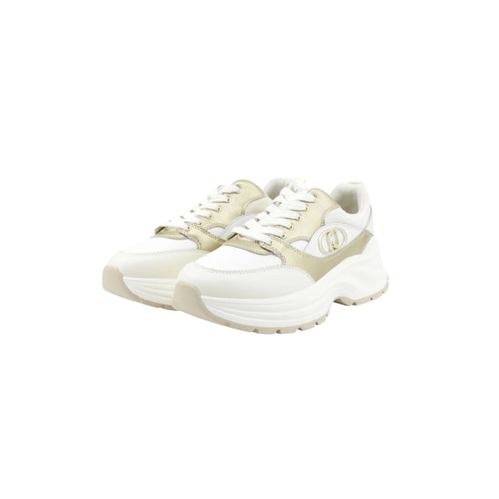 Sneakers chunky Donna in pelle bianco e oro