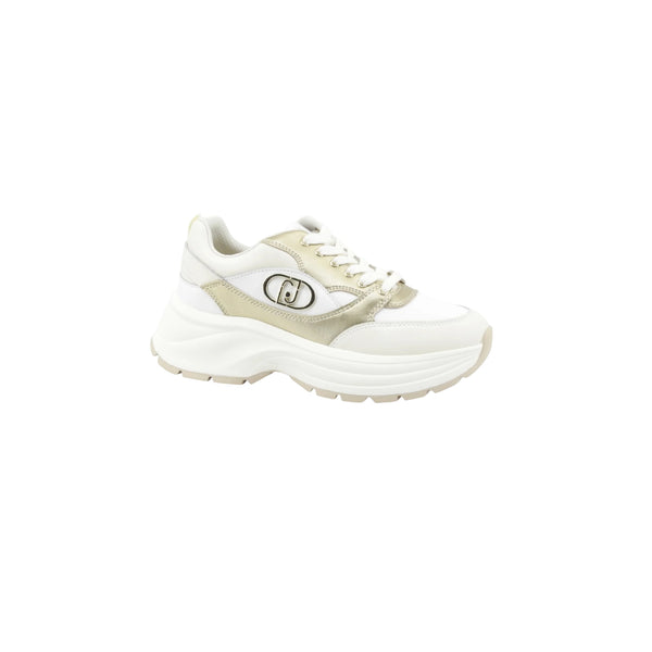 Sneakers chunky Donna in pelle bianco e oro