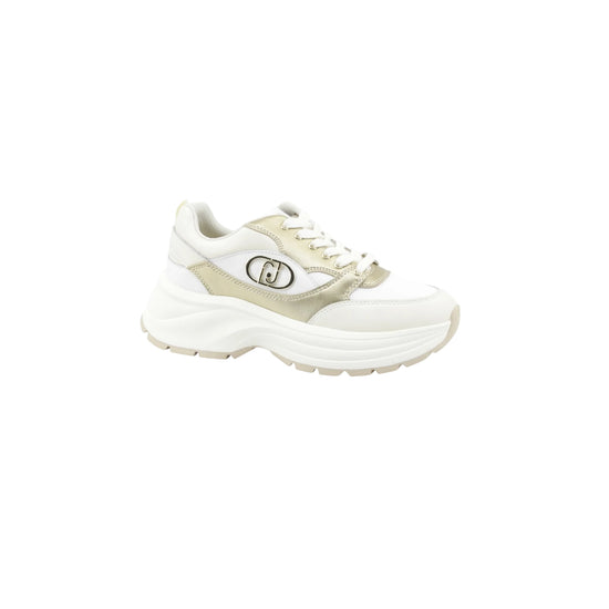 Sneakers chunky Donna in pelle bianco e oro