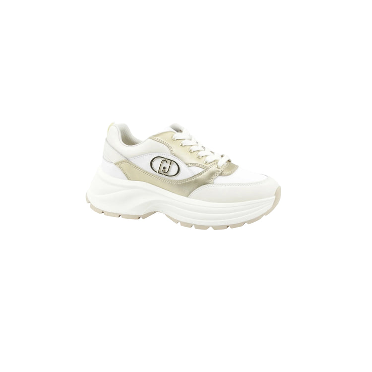 Sneakers chunky Donna in pelle bianco e oro